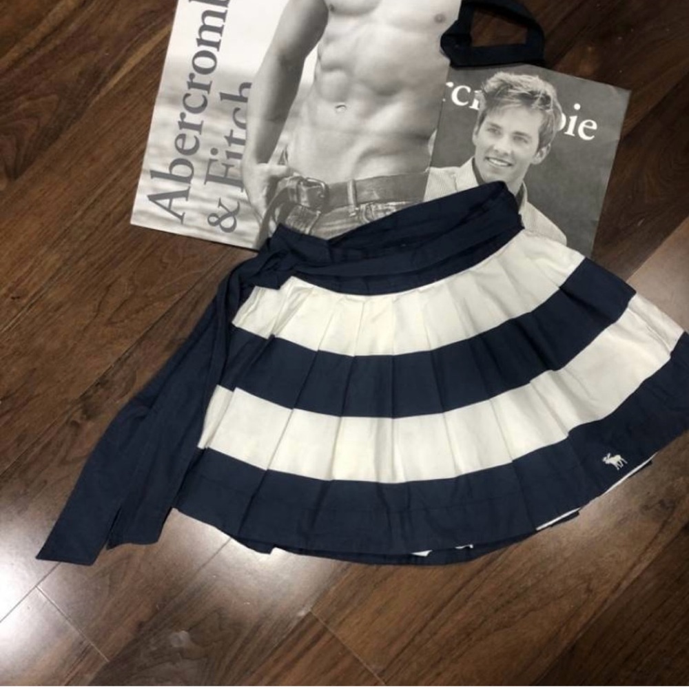 Abercrombie & Fitch Blue and White Skater Mini Skirt, new with tags.